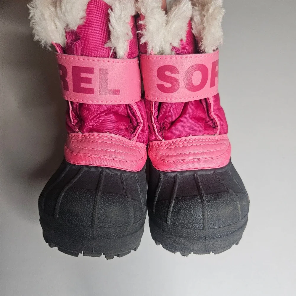 Sorel Toddler Girls Snow Commander Boots Pink Black Winter Snow Size 5